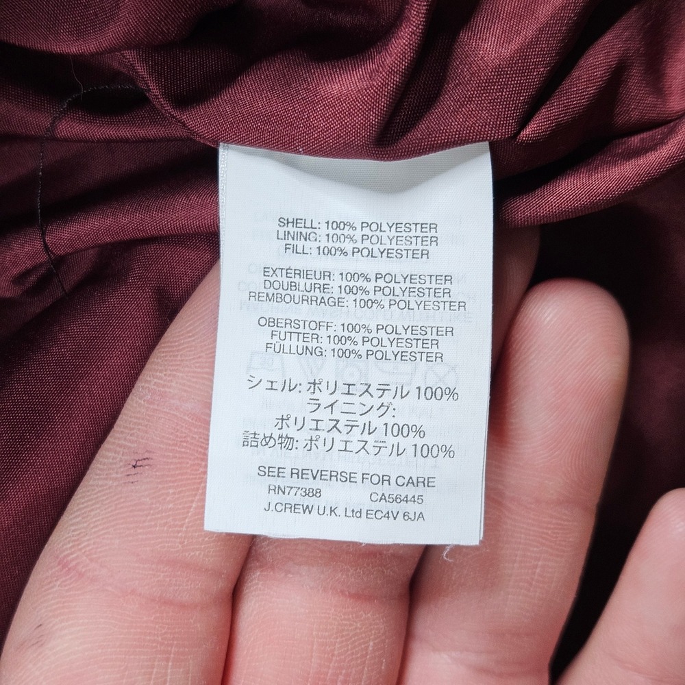 J‎ Crew Mercantile Ruffle Quilted Vest Womens S Burgundy Neck Zip Up J6869 FA18 - Picture 6 of 11
